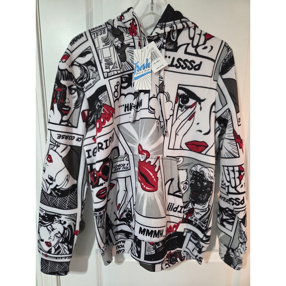 Drill Clothing Fresh Prints Of Belair Hoodie Comics Black White Size Small NWT